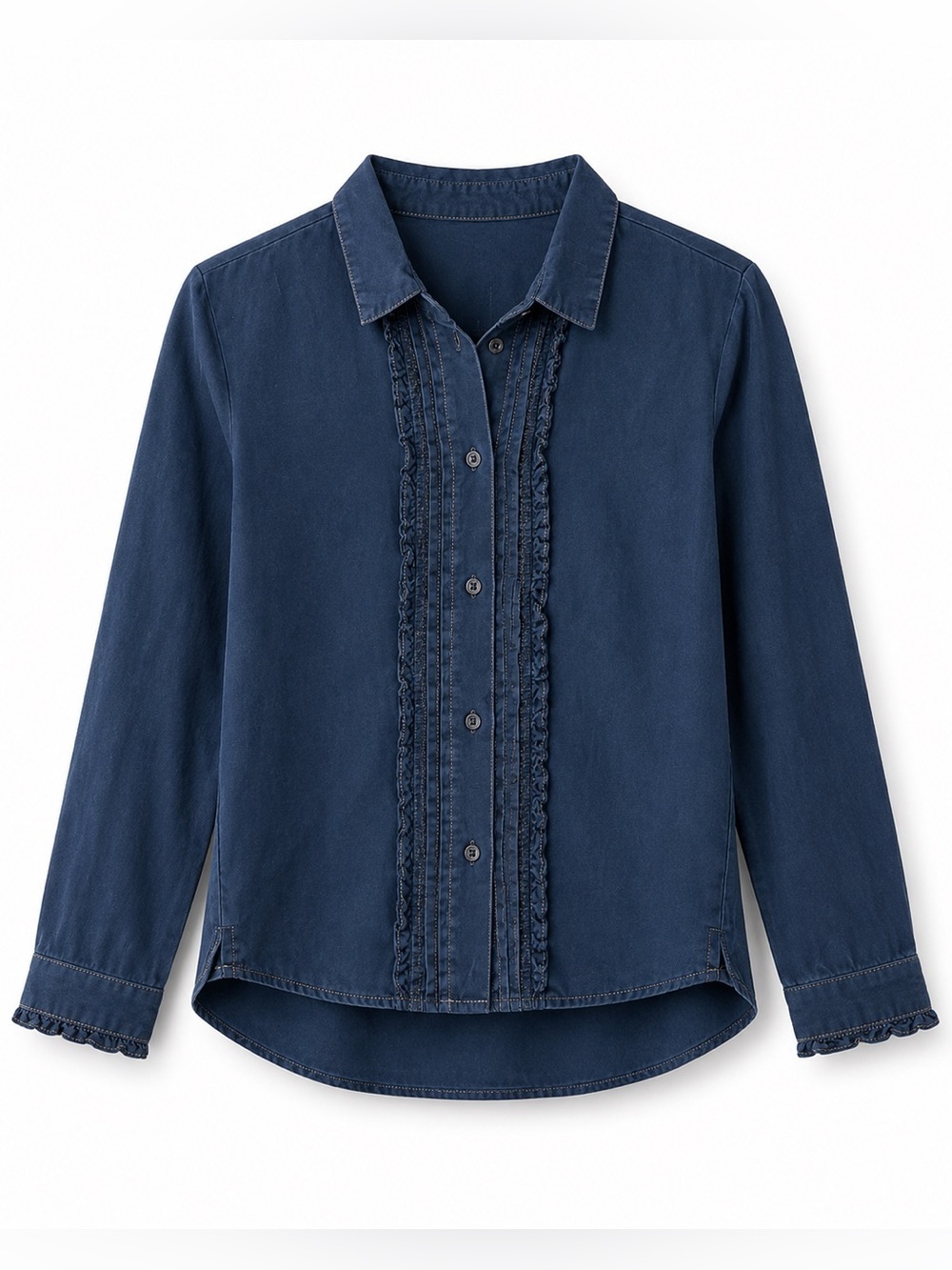 NWT! Mayoral Kids Navy Ruffle Button-Up Top Size: 9 / 134 cm